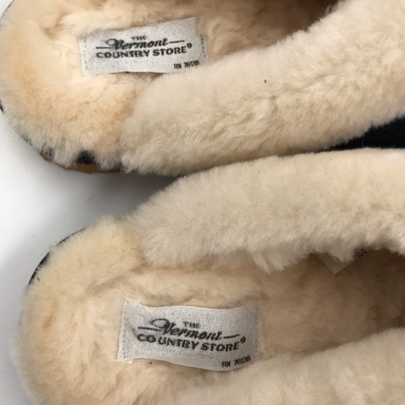 The Vermont Country Store Navy Leather Upper with Australian Shearling Size 10 - Picture 7 of 10